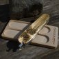 Mobile Preview: BRASS - wood - wooden structure - scales or mounted pocket knife - 91mm
