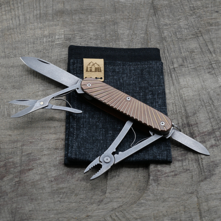 KUPFER - RISING - patiniert - montiertes Taschenmesser - 93mm