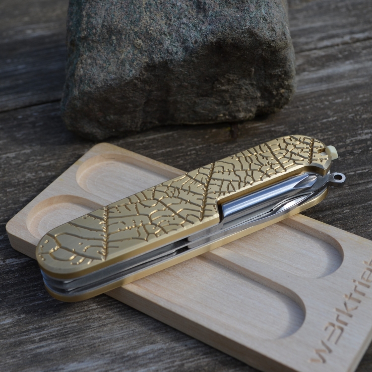 BRASS - leaf - scales or mounted pocket knife - 91mm