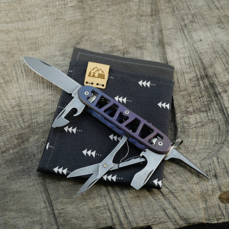 Li.JU MOD - SKELETON - PIONEER-X - anodisiert, stonewashed - Titan Grade 5 (Ti 6AI 4V) - 93mm