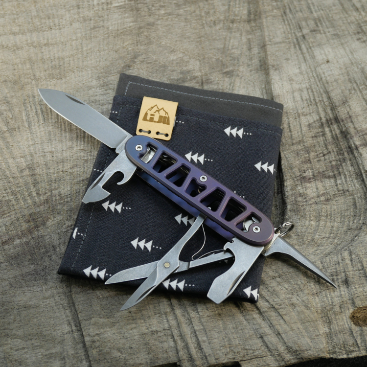 Preview: Li.JU MOD - SKELETON - PIONEER-X - anodisiert, stonewashed - Titan Grade 5 (Ti 6AI 4V) - 93mm