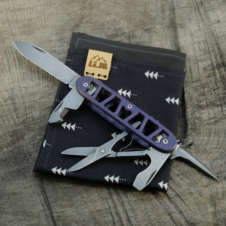 Li.JU MOD - SKELETON - PIONEER-X PLUS Paketöffner - anodisiert, stonewashed - Titan Grade 5 (Ti 6AI 4V) - 93mm