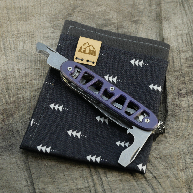 Preview: Li.JU MOD - SKELETON - PIONEER-X PLUS Paketöffner - anodisiert, stonewashed - Titan Grade 5 (Ti 6AI 4V) - 93mm