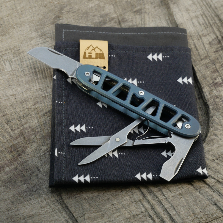 Preview: Li.JU MOD - SKELETON - SLIM ELECTRICIAN-X - anodisiert, stonewashed - Titan Grade 5 (Ti 6AI 4V) - 93mm