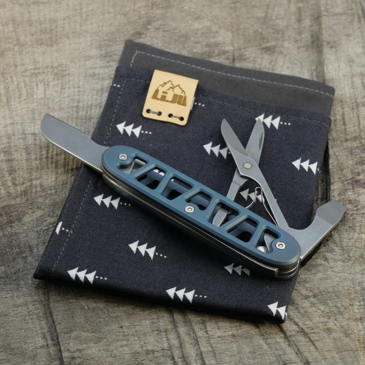 Preview: Li.JU MOD - SKELETON - SLIM ELECTRICIAN-X - anodisiert, stonewashed - Titan Grade 5 (Ti 6AI 4V) - 93mm