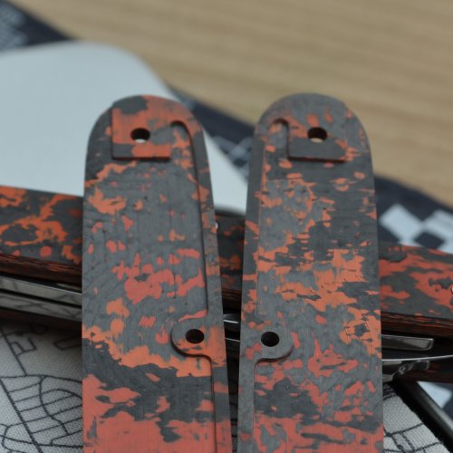 FATCARBON - MARS VALLEY - Griffschalen oder montiertes Taschenmesser - orange - 93mm
