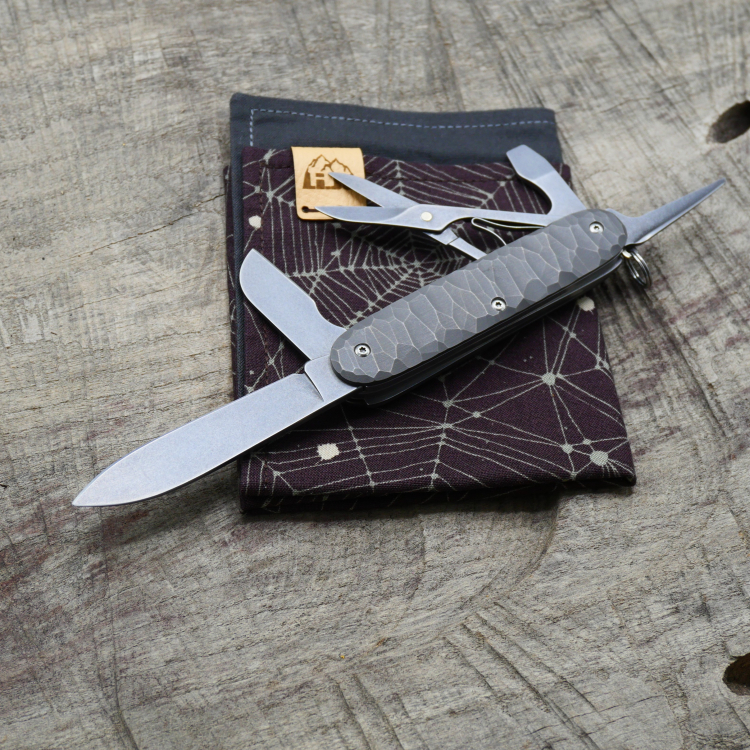 Preview: TITAN - rockfinish handmade dark wash - Taschenmesser - Titan Grade 5  (Ti 6AI 4V)  - 93mm