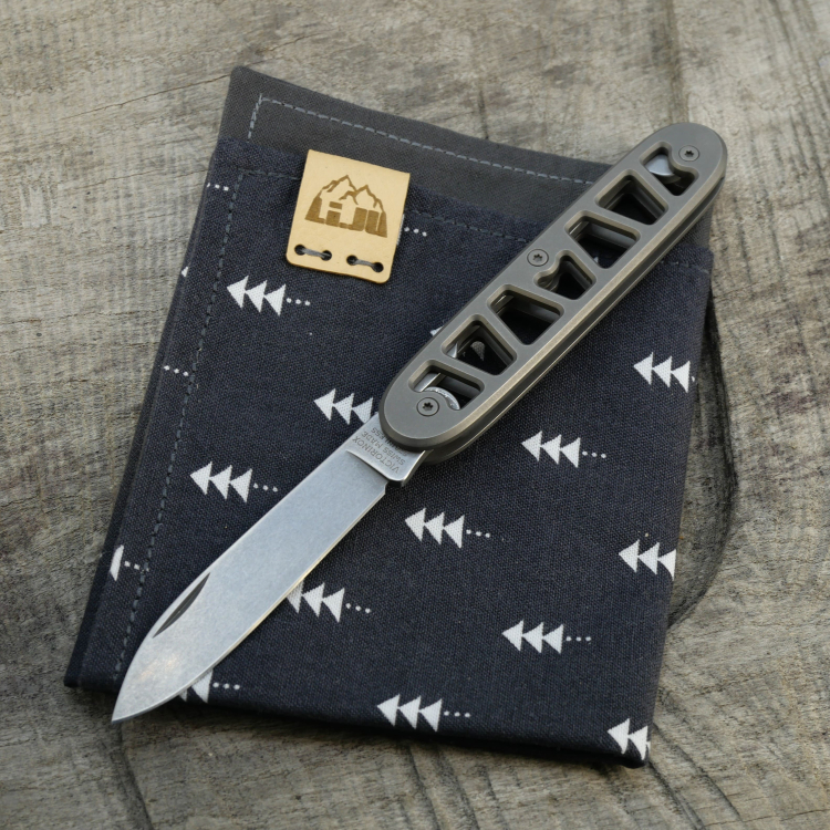 SKELETON - SOLO - acidstonewash - montiertes Taschenmesser - Titan Grade 5  (Ti 6AI 4V)  - 93mm