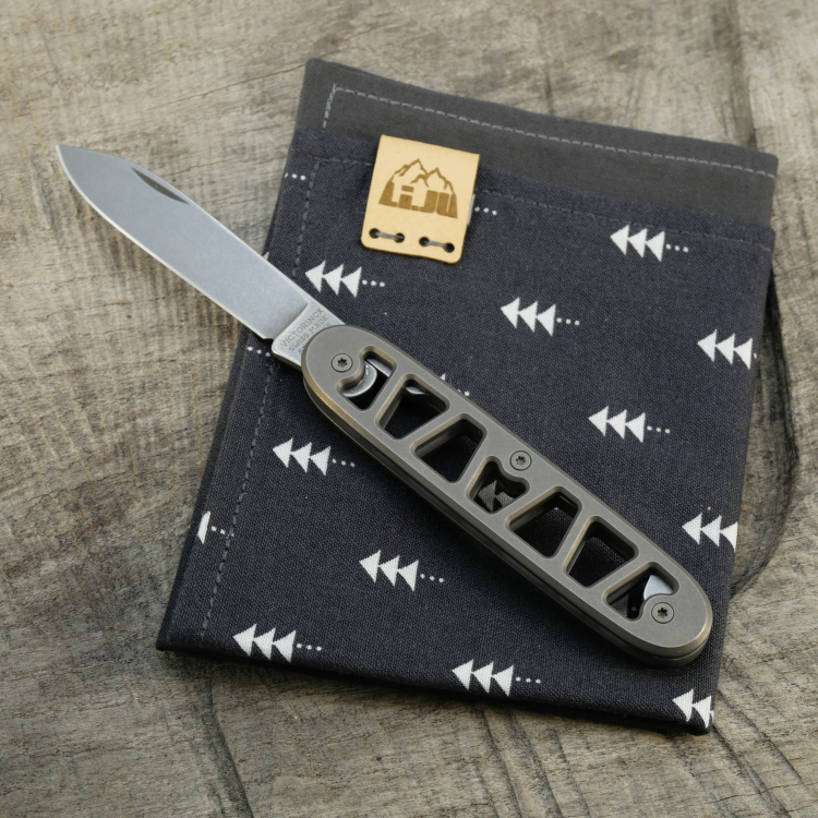 Preview: SKELETON - SOLO - acidstonewash - montiertes Taschenmesser - Titan Grade 5  (Ti 6AI 4V)  - 93mm