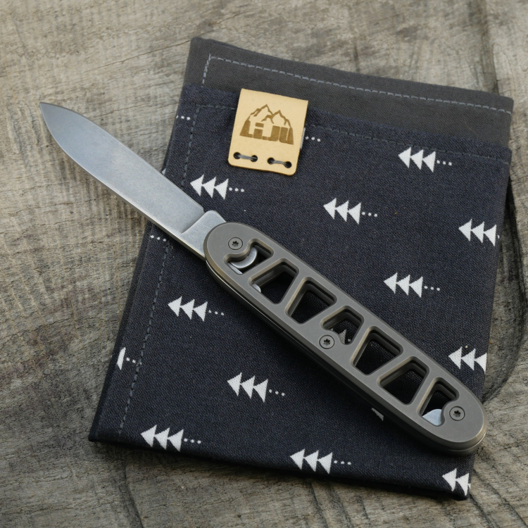 Preview: SKELETON - SOLO - acidstonewash - montiertes Taschenmesser - Titan Grade 5  (Ti 6AI 4V)  - 93mm