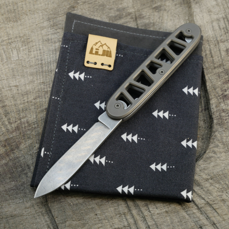 Preview: SKELETON - SOLO - acidstonewash - montiertes Taschenmesser - Titan Grade 5  (Ti 6AI 4V)  - 93mm