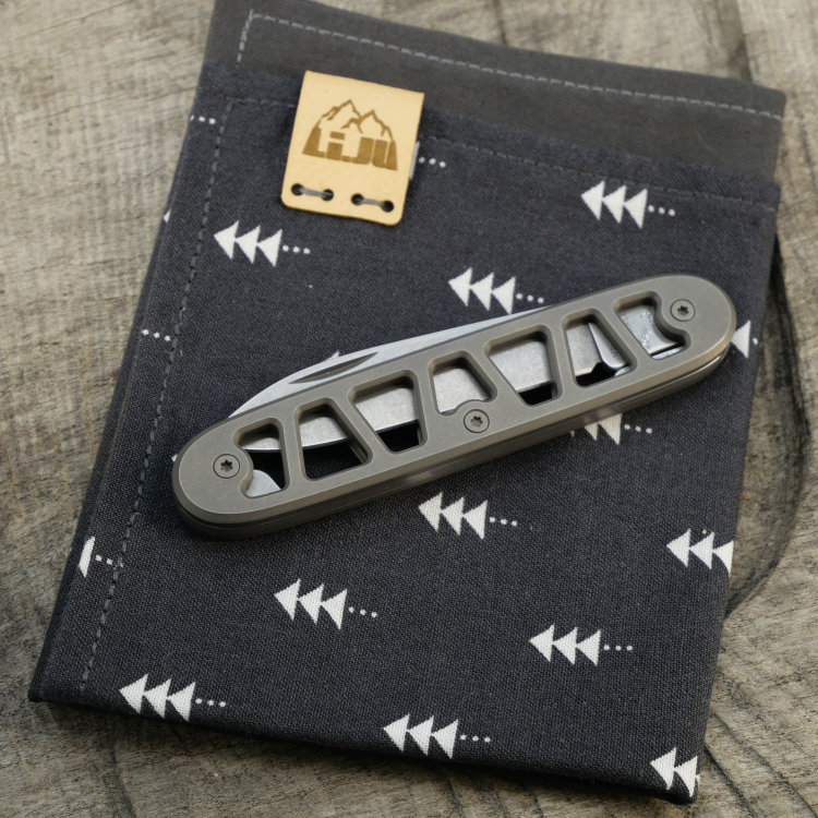 SKELETON - SOLO - acidstonewash - montiertes Taschenmesser - Titan Grade 5  (Ti 6AI 4V)  - 93mm