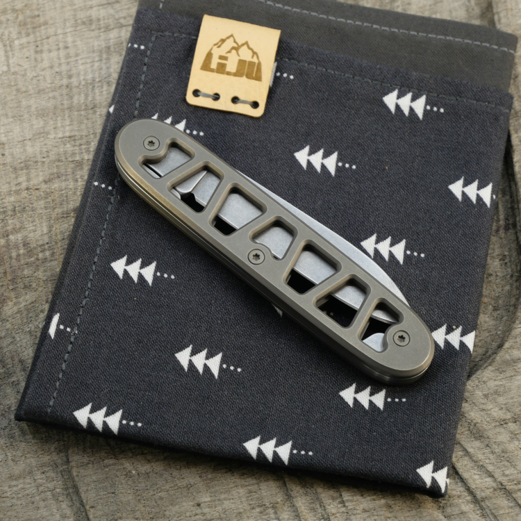 SKELETON - SOLO - acidstonewash - montiertes Taschenmesser - Titan Grade 5  (Ti 6AI 4V)  - 93mm