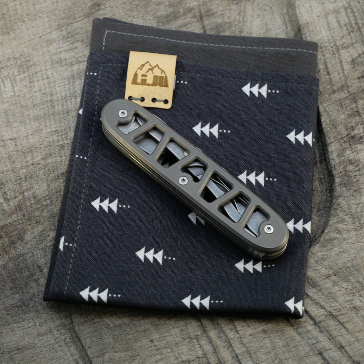 Preview: SKELETON - COMPANION SLIM- acidstonewash - fertig montiertes Taschenmesser - Titan Grade 5  (Ti 6AI 4V)  - 93mm