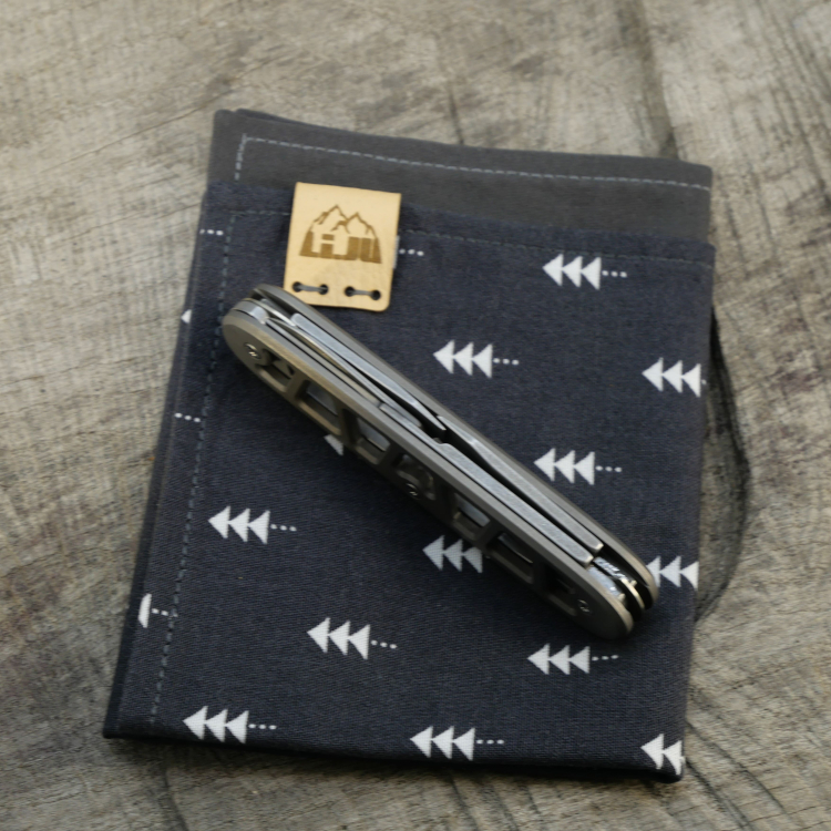 SKELETON - COMPANION SLIM- acidstonewash - fertig montiertes Taschenmesser - Titan Grade 5  (Ti 6AI 4V)  - 93mm