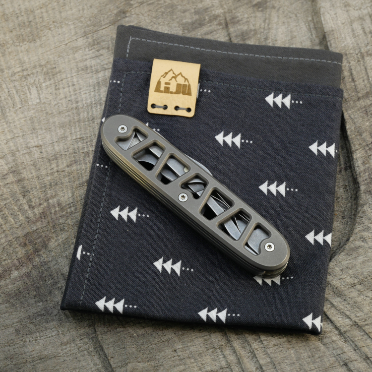 SKELETON - SLIM ELECTRICIAN-X - acidstonewash - montiertes Taschenmesser - Titan Grade 5  (Ti 6AI 4V)  - 93mm