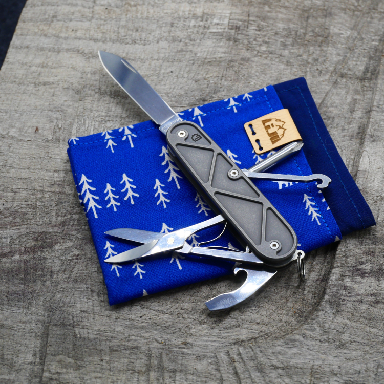 TRIANGLE -  MOD COMPACT TINKER - dark wash - fertig montiertes Taschenmesser - Titan Grade 5  (Ti 6AI 4V)  - 91mm
