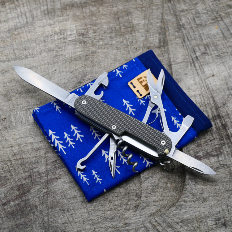 Preview: OLDCROSS - CLIMBER - dark wash - acidstonewash - fertig montiertes Taschenmesser - Titan Grade 5  (Ti 6AI 4V)  - 91mm