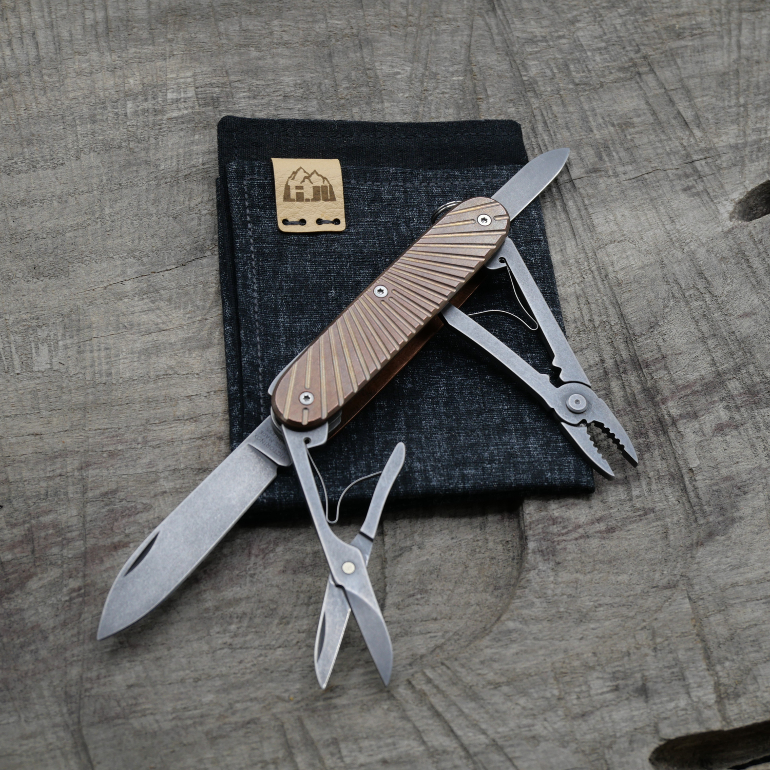 KUPFER - RISING - patiniert - montiertes Taschenmesser - 93mm