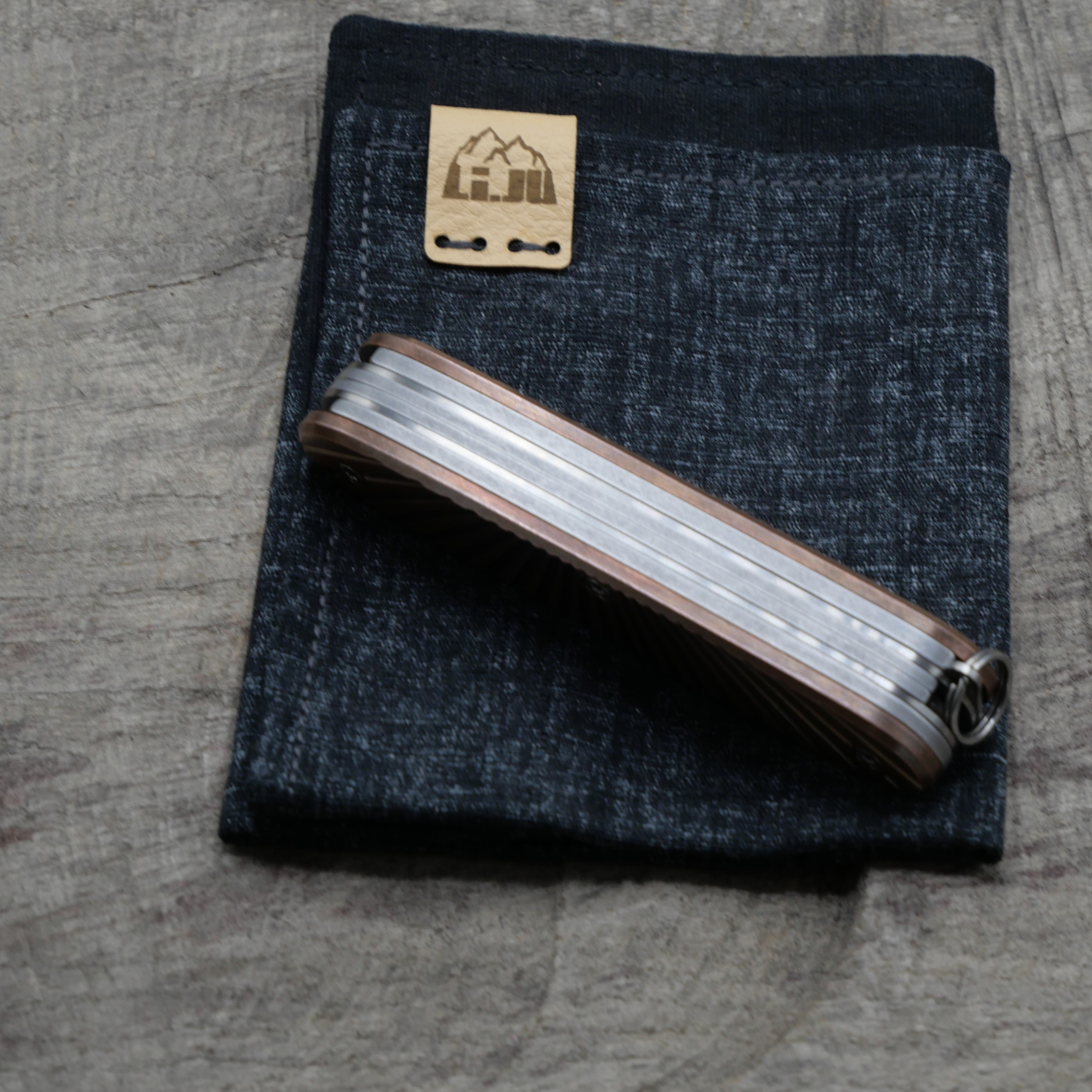 KUPFER - RISING - patiniert - montiertes Taschenmesser - 93mm