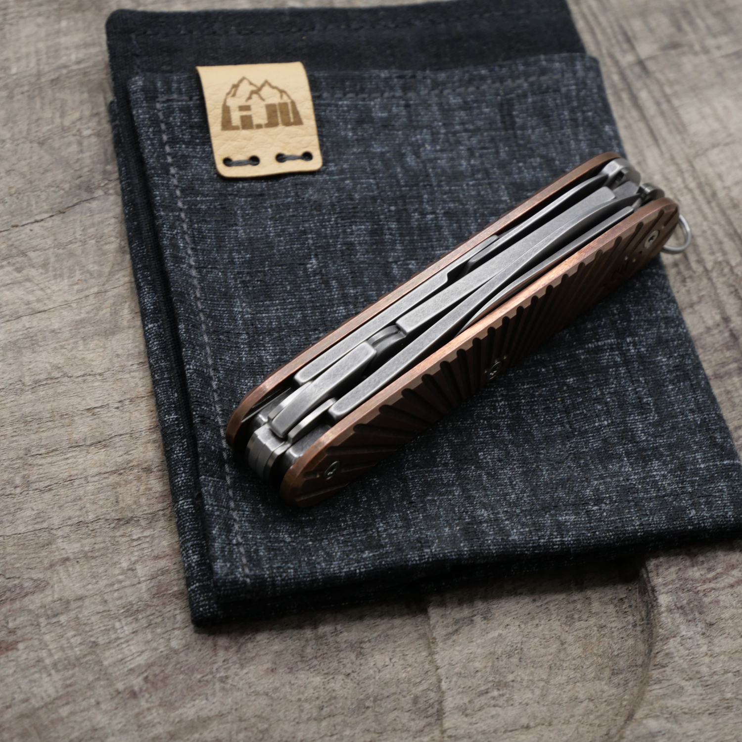 KUPFER - RISING - patiniert - montiertes Taschenmesser - 93mm