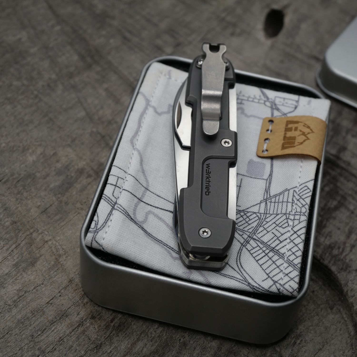 TITAN - asymmetric dark wash  mit Clip - fertig montiertes Taschenmesser - Titan Grade 5  (Ti 6AI 4V)  - 93mm