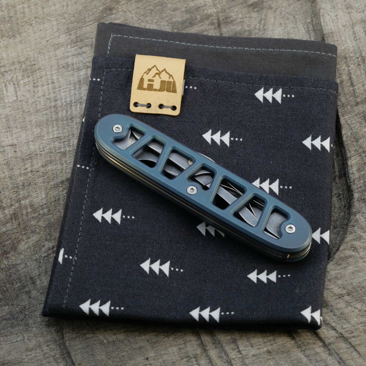 Li.JU MOD - SKELETON - SLIM ELECTRICIAN-X - anodisiert, stonewashed - Titan Grade 5 (Ti 6AI 4V) - 93mm