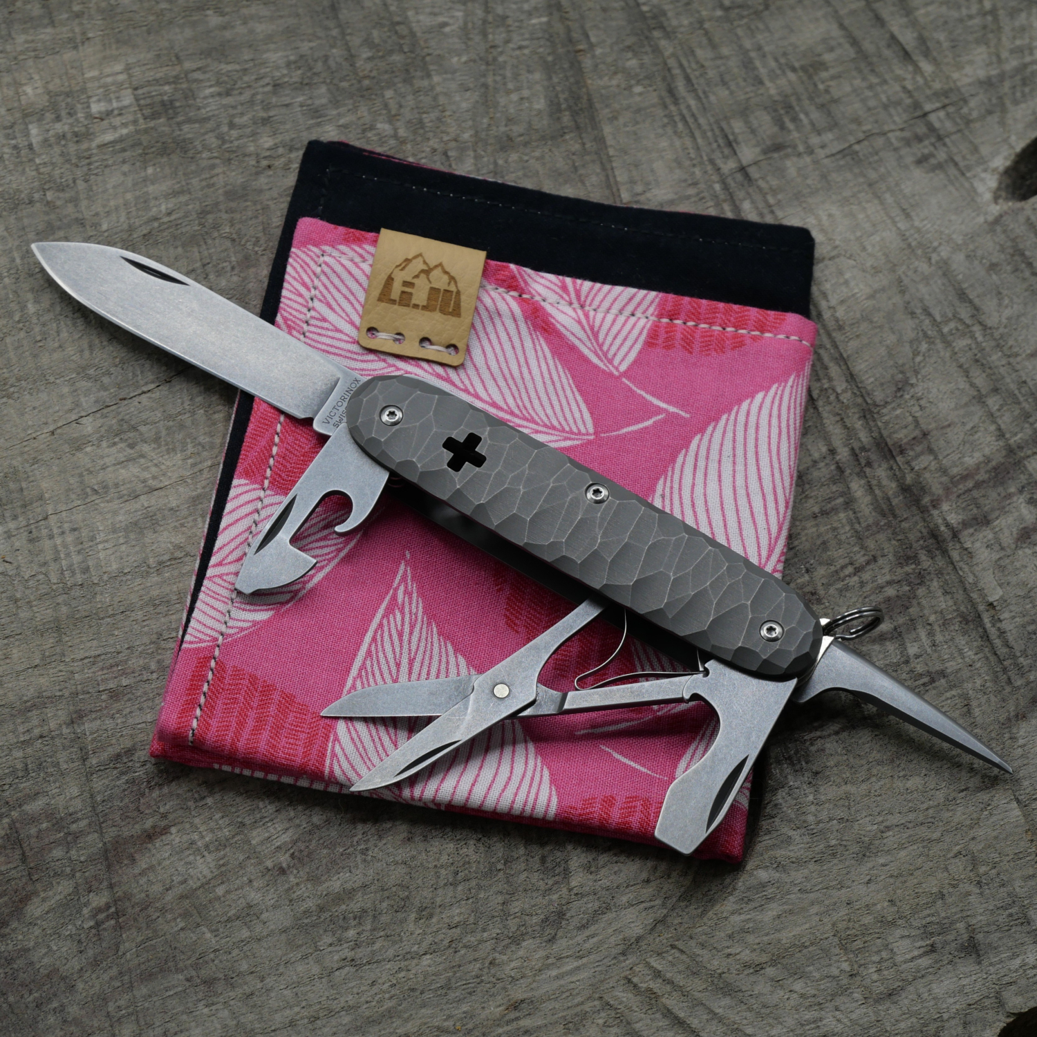 TITAN - rockfinish- handmade- dark wash - Griffschalen oder montiertes Taschenmesser - Titan Grade 5  (Ti 6AI 4V)  - 93mm