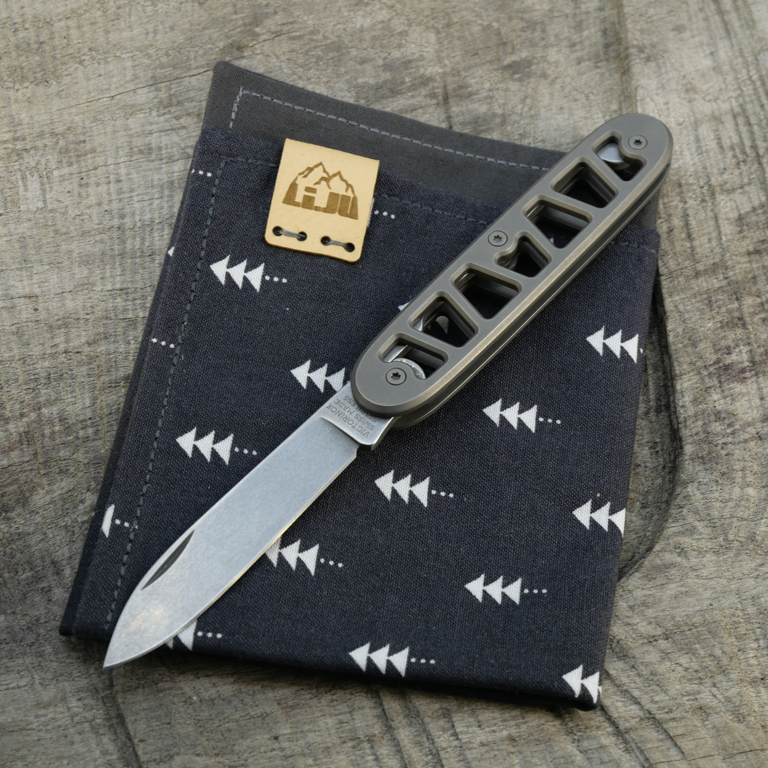 SKELETON - SOLO - acidstonewash - montiertes Taschenmesser - Titan Grade 5  (Ti 6AI 4V)  - 93mm