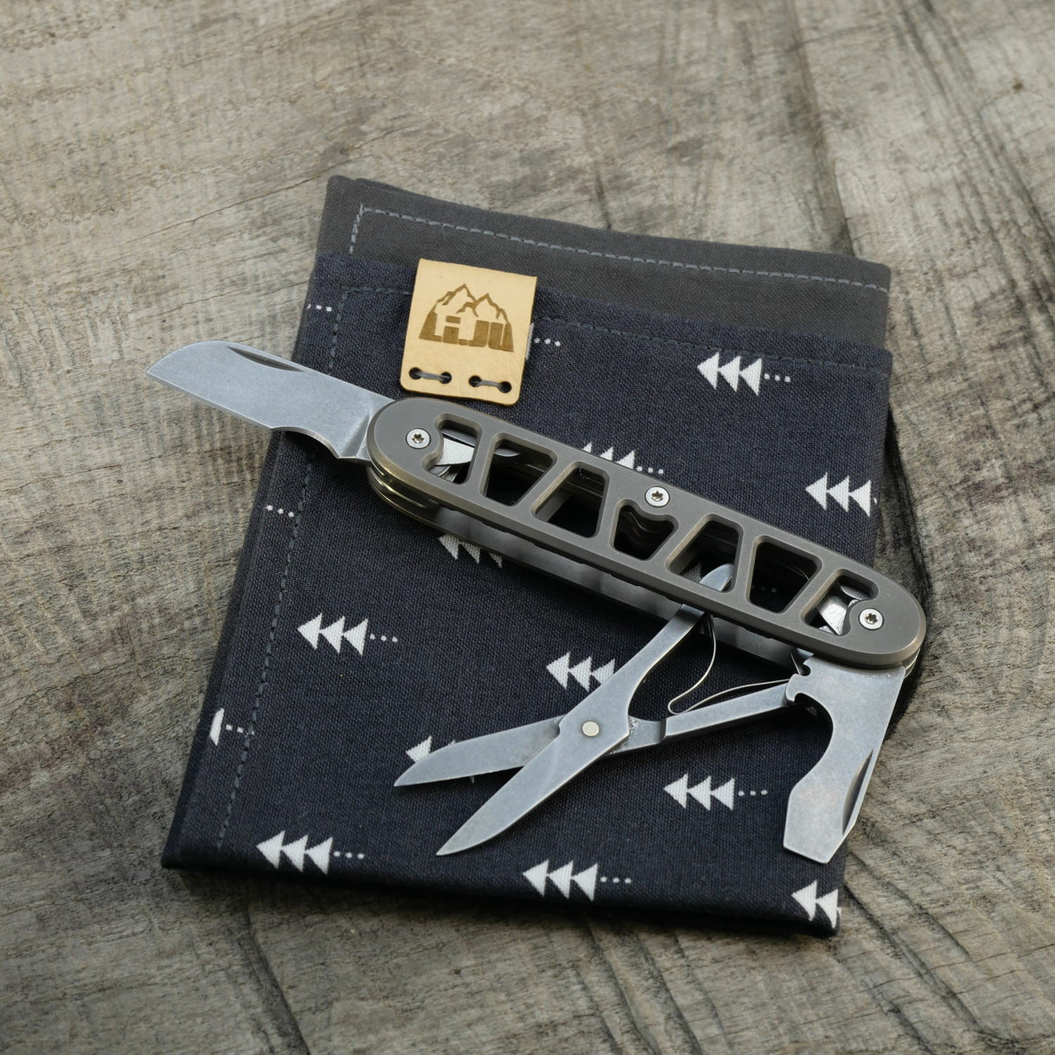 SKELETON - SLIM ELECTRICIAN-X - acidstonewash - montiertes Taschenmesser - Titan Grade 5  (Ti 6AI 4V)  - 93mm